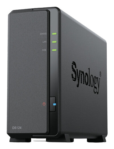 Synology DiskStation DS124 NAS Desktop Realtek RTD1619B 1 GB DDR4 4 TB HDD DiskStation Manager Black