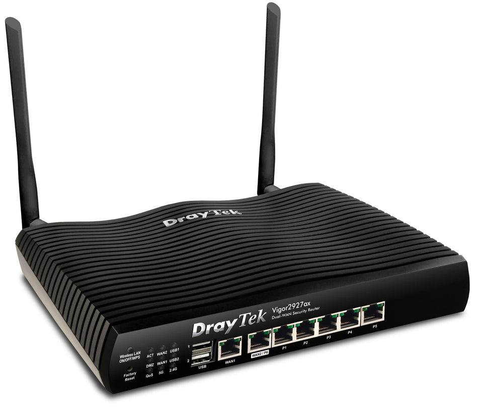 DrayTek Vigor 2927ax wireless router Gigabit Ethernet Dual-band (2.4 GHz / 5 GHz) Black