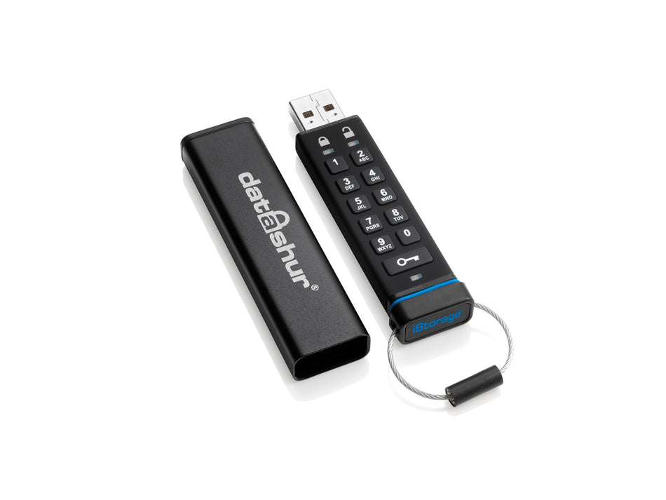 iStorage datAshur 256-bit 8GB USB 2.0 secure encrypted flash drive IS-FL-DA-256-8