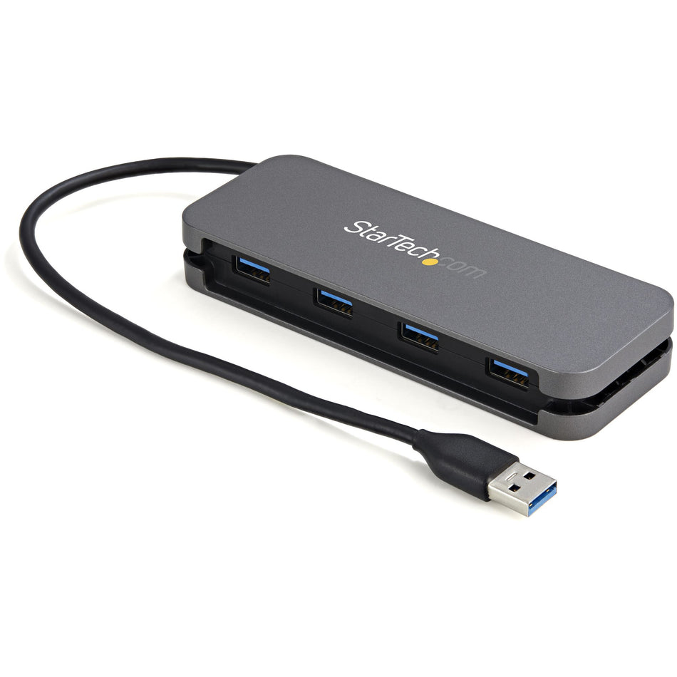 StarTech.com 4 Port USB 3.0 Hub - USB-A to 4x USB-A - SuperSpeed 5Gbps Portable USB 3.1 Gen 1 Type-A Hub - USB Bus Powered - Laptop/Desktop USB Hub with Long Cable 28cm & Cable Management~4 Port USB 3.0 Hub - USB-A to 4x USB-A - SuperSpeed 5Gbps Portable