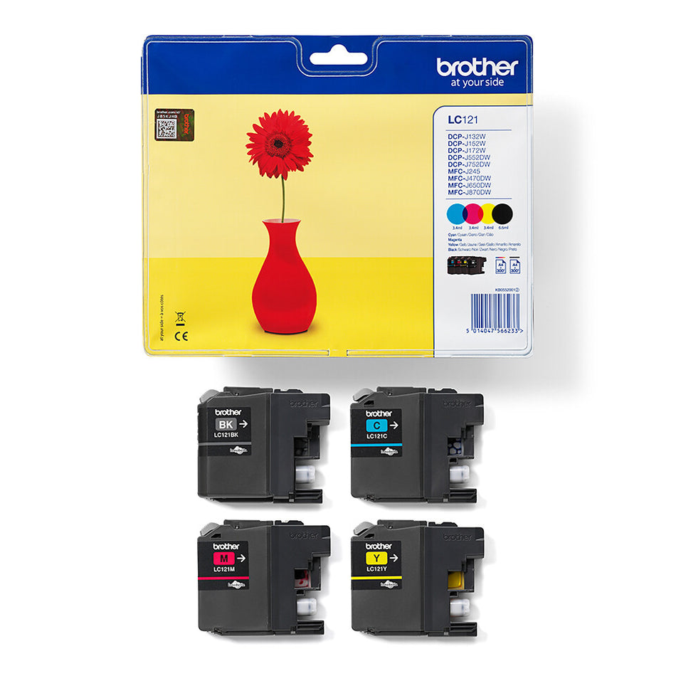 Brother LC121VALBP ink cartridge 4 pc(s) Original Black, Cyan, Magenta, Yellow