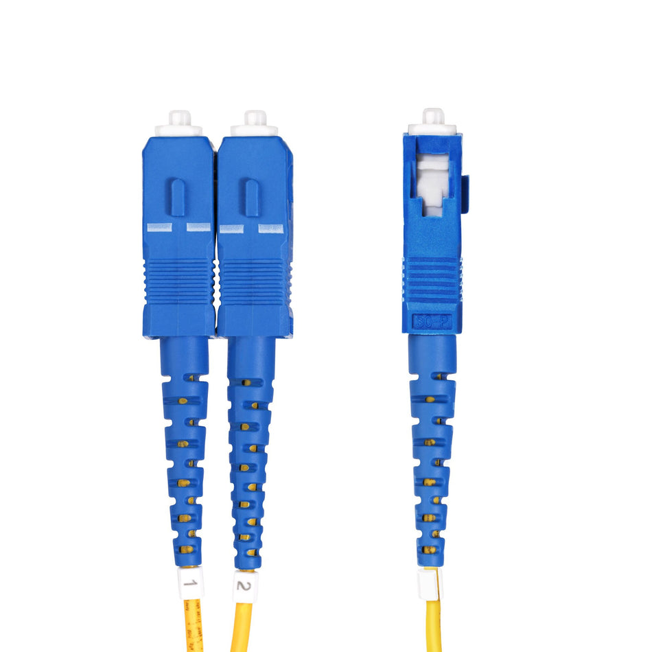 StarTech.com 3m (9.8ft) LC to SC (UPC) OS2 Single Mode Duplex Fiber Optic Cable, 9/125µm, 100G, Bend Insensitive, Low Insertion Loss - LSZH Fiber Jumper Cord