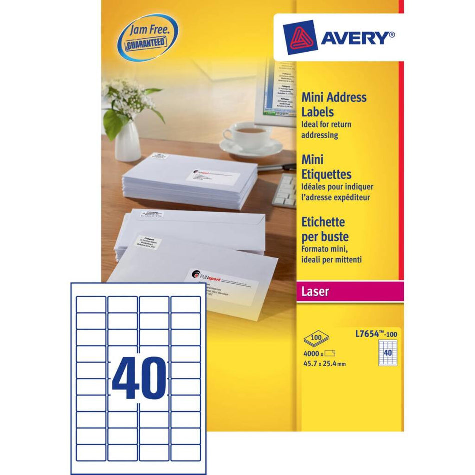 Avery Mini Laser labels, 45.7 x 25.4 mm