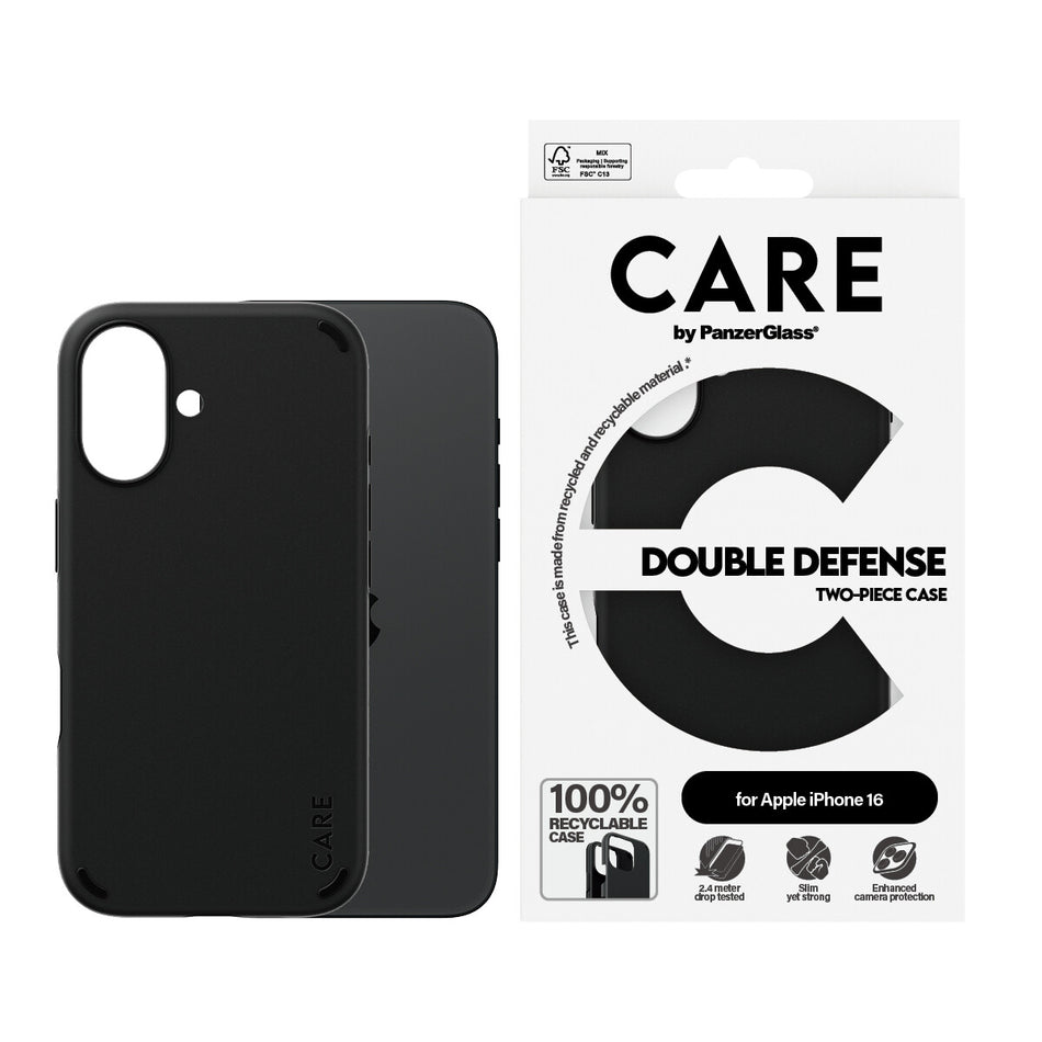 PanzerGlass CARE by ® Feature Case Double Defense Black iPhone 16