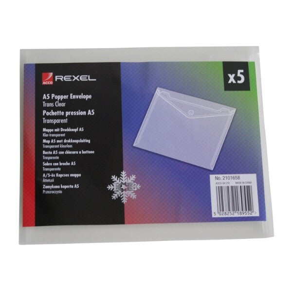 Rexel Ice Popper Wallet Landscape A5 Clear (5)