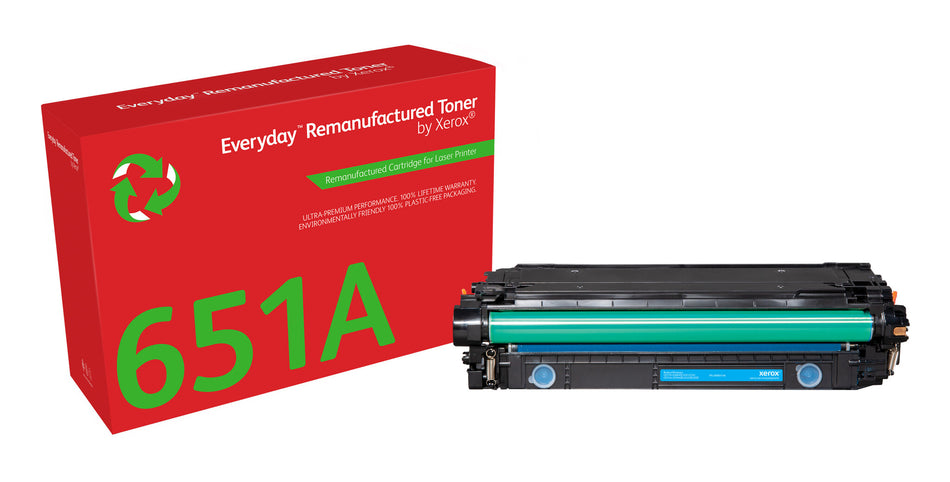 Everyday™ Cyan Remanufactured Toner by Xerox compatible with HP 651A 650A 307A (CE341A/CE271A/CE741A), Standard capacity