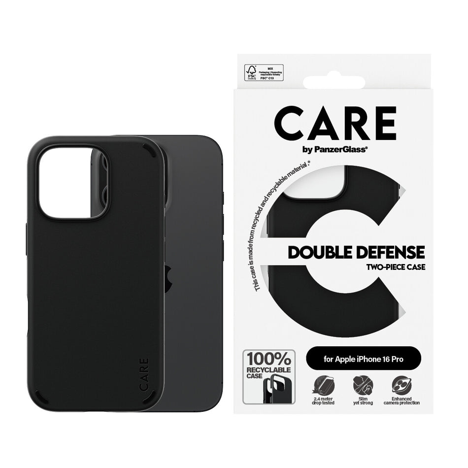 PanzerGlass CARE by ® Feature Case Double Defense Black iPhone 16 Pro