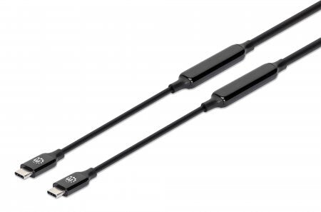 Manhattan USB-C to USB-C Cable, 3m, Active, Male to Male, Black, 10 Gbps (USB 3.2 Gen2 aka USB 3.1), 3A (fast charging), SuperSpeed+ USB, Lifetime Warranty