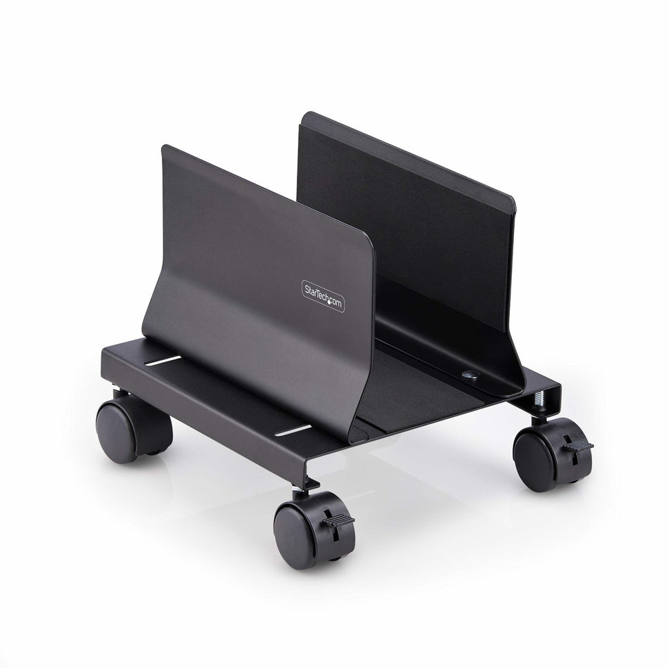 StarTech.com Computer Tower Cart, Rolling Mobile CPU Caddy on Wheels (Casters), Max Load 46.3lb/21kg, Adjustable PC Case Mount, Desktop Floor Stand, Steel Dolly