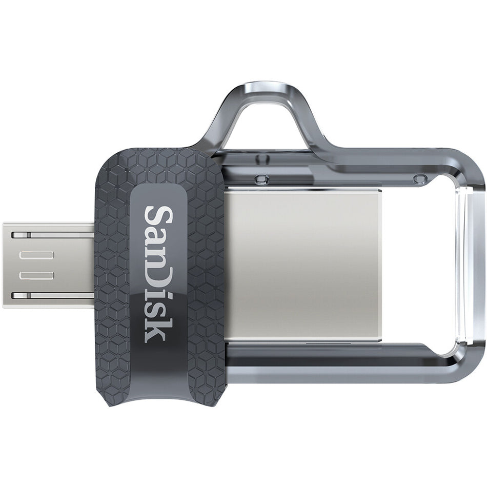 SanDisk Ultra Dual m3.0 USB flash drive 64 GB USB Type-A / Micro-USB 3.2 Gen 1 (3.1 Gen 1) Black, Silver, Transparent