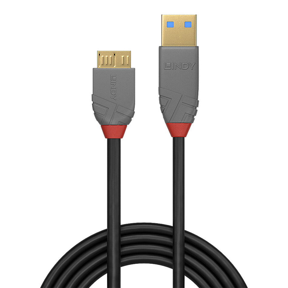 Lindy 0.5m USB 3.2 Type A to Micro-B Cable, 5Gbps, Anthra Line