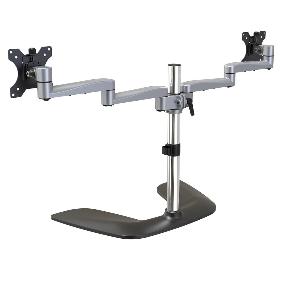 StarTech.com Dual Monitor Stand - Ergonomic Desktop Monitor Stand for up to 32" VESA Displays - Free-Standing Articulating Universal Computer Monitor Mount - Adjustable Height - Silver