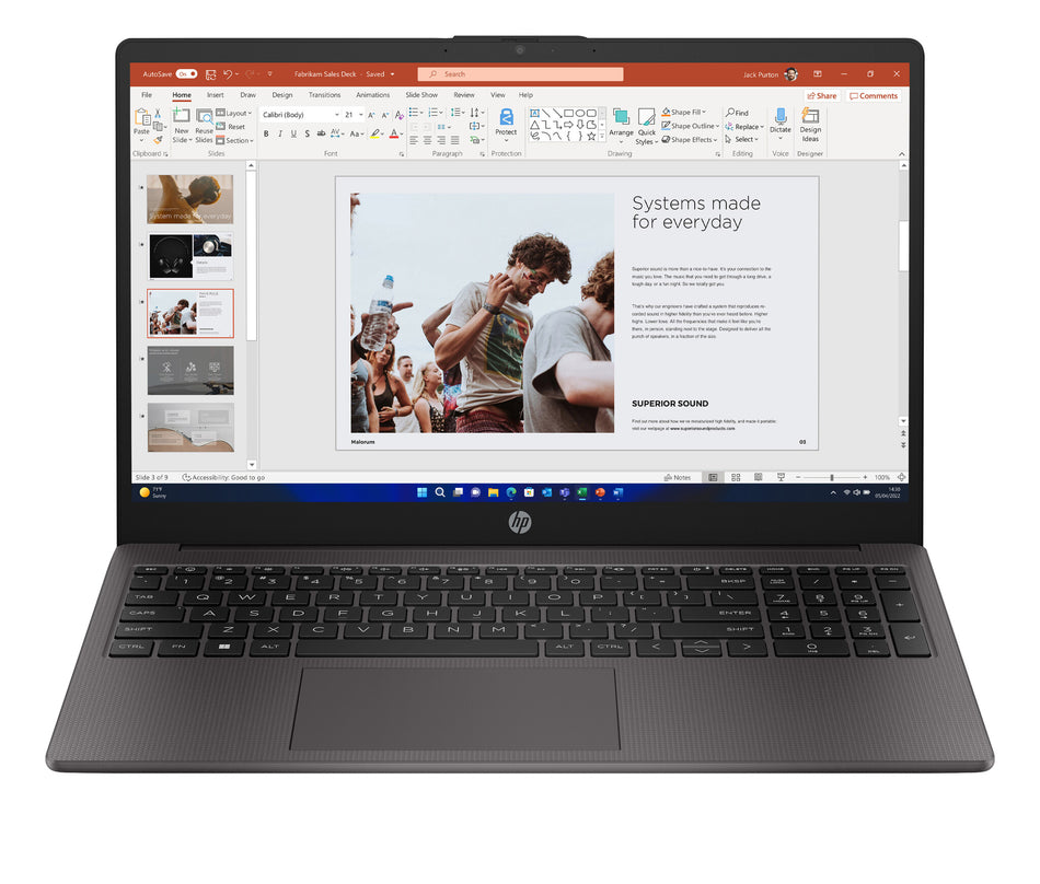 HP 250 G10 Intel® Core™ i5 i5-1334U Laptop 39.6 cm (15.6") Full HD 8 GB DDR4-SDRAM 256 GB SSD Wi-Fi 6 (802.11ax) Windows 11 Pro Silver