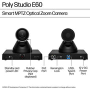 HP Poly Studio E60 Smart Camera 4K MPTZ with 12x Optical Zoom