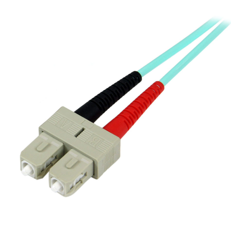 StarTech.com 1m (3ft) LC/UPC to SC/UPC OM3 Multimode Fiber Optic Cable, Full Duplex 50/125µm Zipcord Fiber Cable, 100G, Low Insertion Loss, LSZH Fiber Jumper Cord