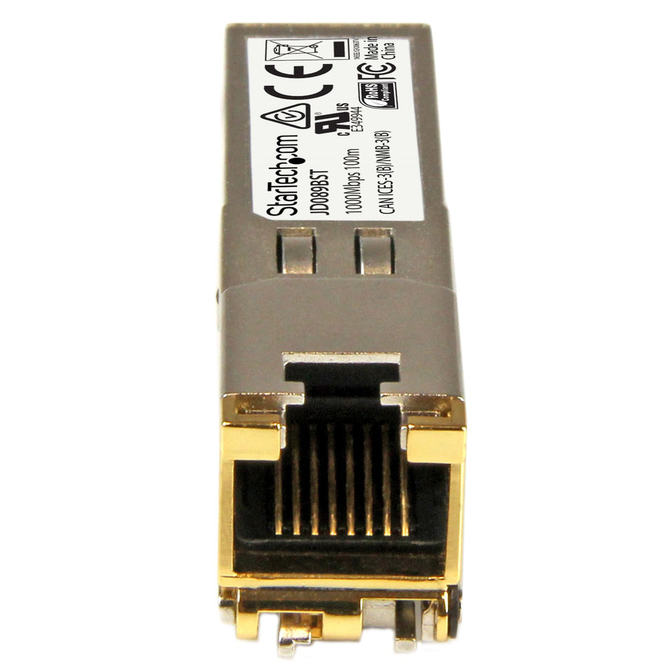 StarTech.com HP JD089B Compatible SFP Transceiver Module - 10/100/1000BASE-TX~HPE JD089B Compatible SFP Module - 1000BASE-T - SFP to RJ45 Cat6/Cat5e - 1GE Gigabit Ethernet SFP - RJ-45 100m - HPE 5820AF, 12500, 5500