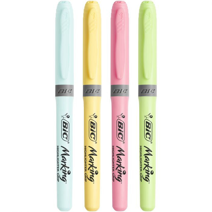 BIC Highlighter Grip Pastel marker 4 pc(s) Chisel tip Blue, Green, Pink, Yellow