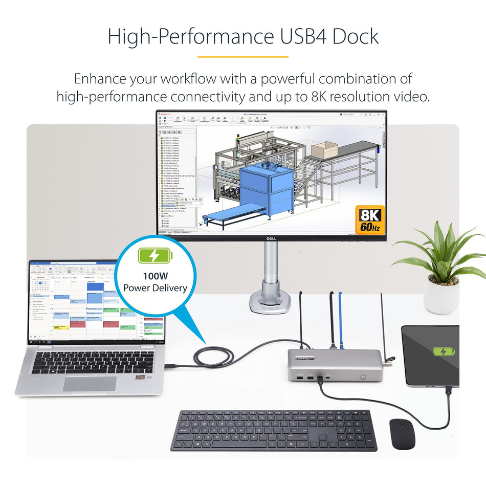 StarTech.com USB4 Docking Station, USB-C 40Gbps, Dual Video HDMI, Up to 2x 4K 60Hz 4:4:4 (RGB) or 2x 4K 120Hz 4:2:2, Multi-Monitor Dock, 6x USB, 2.5GbE, 100W PD