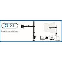 piXL SINGLE ARM monitor mount / stand 68.6 cm (27") Desk Black