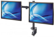 Manhattan Dual Desk Mount for TV & Monitors (Full Motion), For screens 10" to 27", Clamp Assembly, VESA compatibility: 75x75 and 100x100mm - check the dimensions of the four mounting holes on back of screen to ensure it fits, Max 8kg (each), Black,