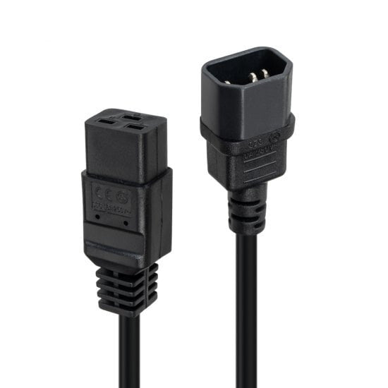 Lindy 2m C14 to C19 Mains Extension Cable, Black