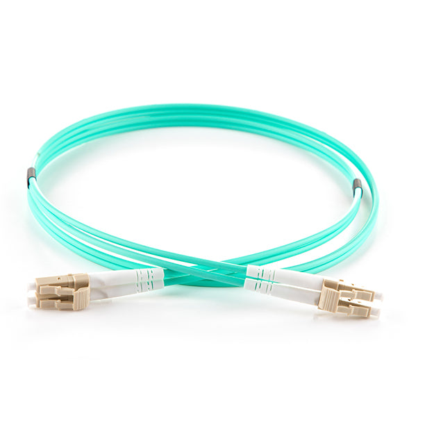 connektgear 2m Duplex Fibre Optic Multi-Mode Cable OM4 50/125 Micron LC to LC - Aqua