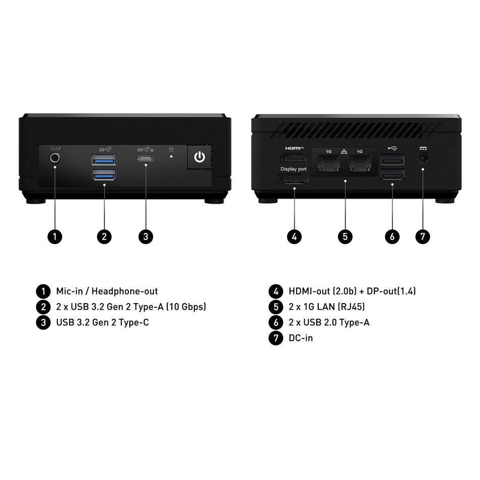 MSI Cubi N ADL S Intel N100 Barebone, NUC, SFF, Mini Computer, HTPC, (NO RAM, NO Storage, NO OS), Fanless/UHD Graphics/Type C/HDMI/DisplayPort/Dual LAN/WiFi 5/BT 5.1/VESA