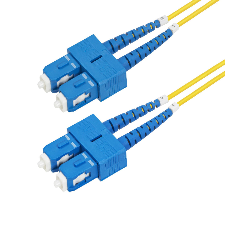 StarTech.com 2m (6.6ft) SC to SC (UPC) OS2 Single Mode Duplex Fiber Optic Cable, 9/125µm, 40G/100G Zipcord, Bend Insensitive, Low Insertion Loss - LSZH Fiber Jumper Cord