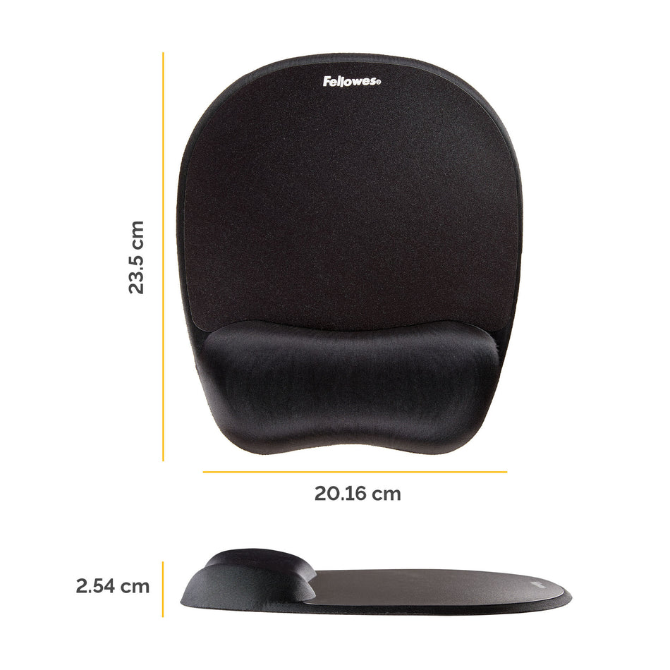 Fellowes Mouse Mat Wrist Support Memory Foam Mouse Pad Ergonomic Mouse Mat Black