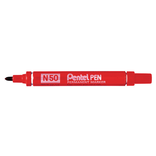 Pentel N 50 permanent marker Bullet tip Red 12 pc(s)