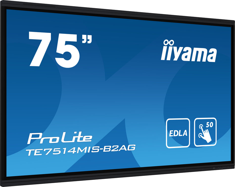 iiyama PROLITE TE7514MIS-B2AG Digital signage flat panel 190.5 cm (75") LCD Wi-Fi 435 cd/m² 4K Ultra HD Black Touchscreen Built-in processor Android 24/7