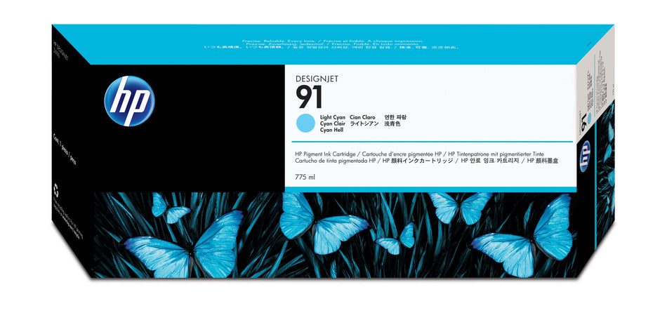 HP 91 775-ml Light Cyan DesignJet Pigment Ink Cartridge