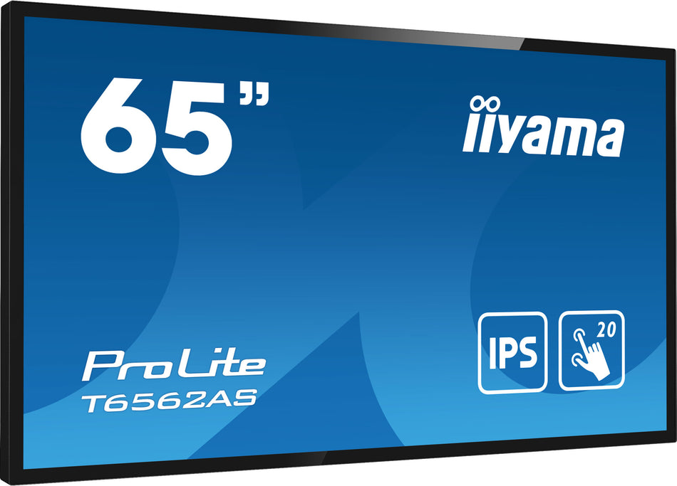 iiyama T6562AS-B1 Signage Display Interactive flat panel 163.8 cm (64.5") IPS 500 cd/m² 4K Ultra HD Black Touchscreen Built-in processor Android 8.0 24/7