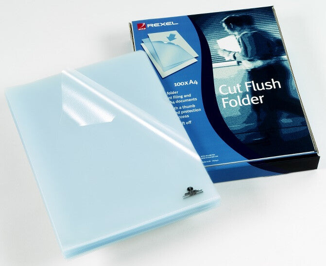 Rexel Cut Flush Folders A4 Clear (100)