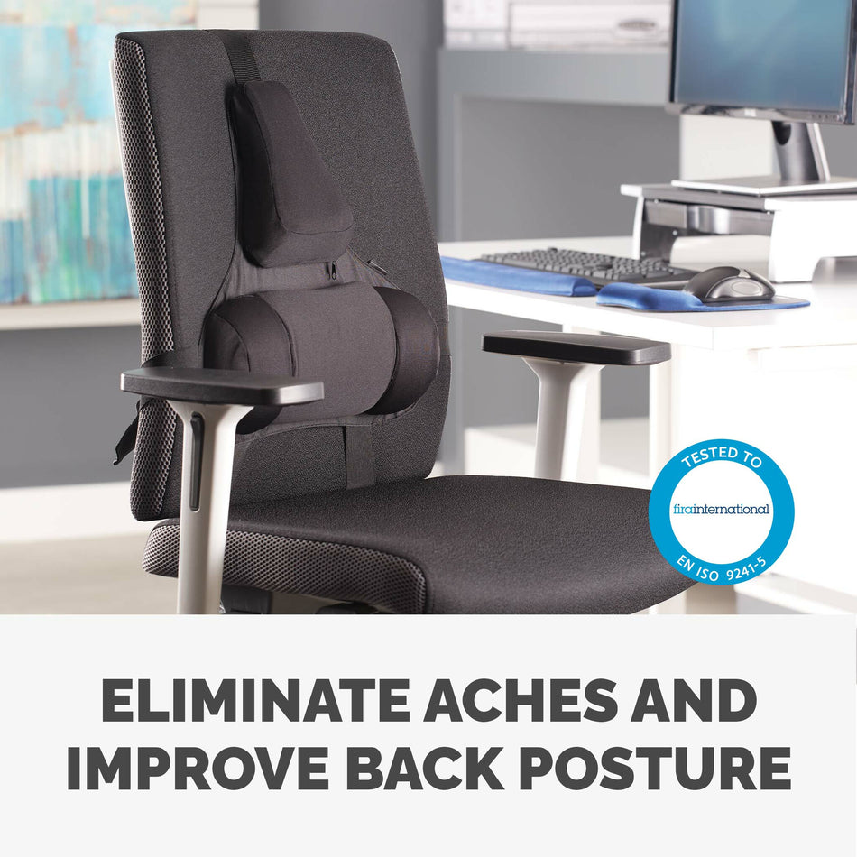 Fellowes Back Support for Office Chair - Professional Series Ultimate Back Support with Antibacterial Protection - H36.5 x W37.5 x D5.5cm