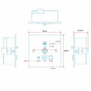 Lindy 150m Cat.6 HDMI 4K60 & Type C HDBaseT UK Wall Plate KVM Extender, Transmitter