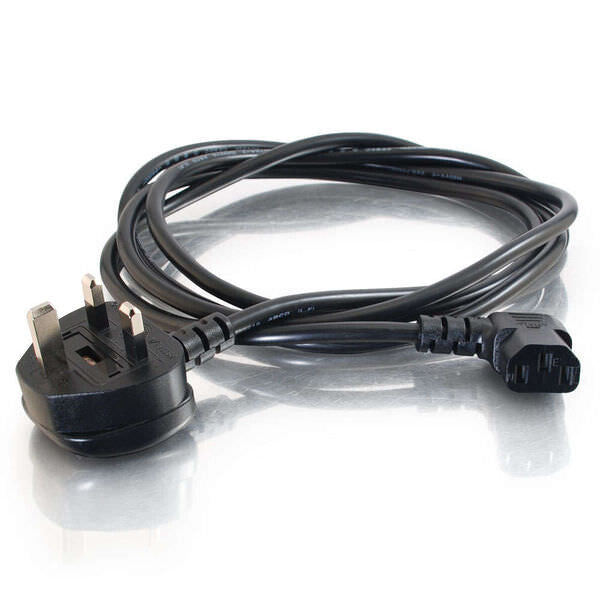 C2G 1m 18 AWG UK 90° Power Cord (IEC320C13R to BS 1363)