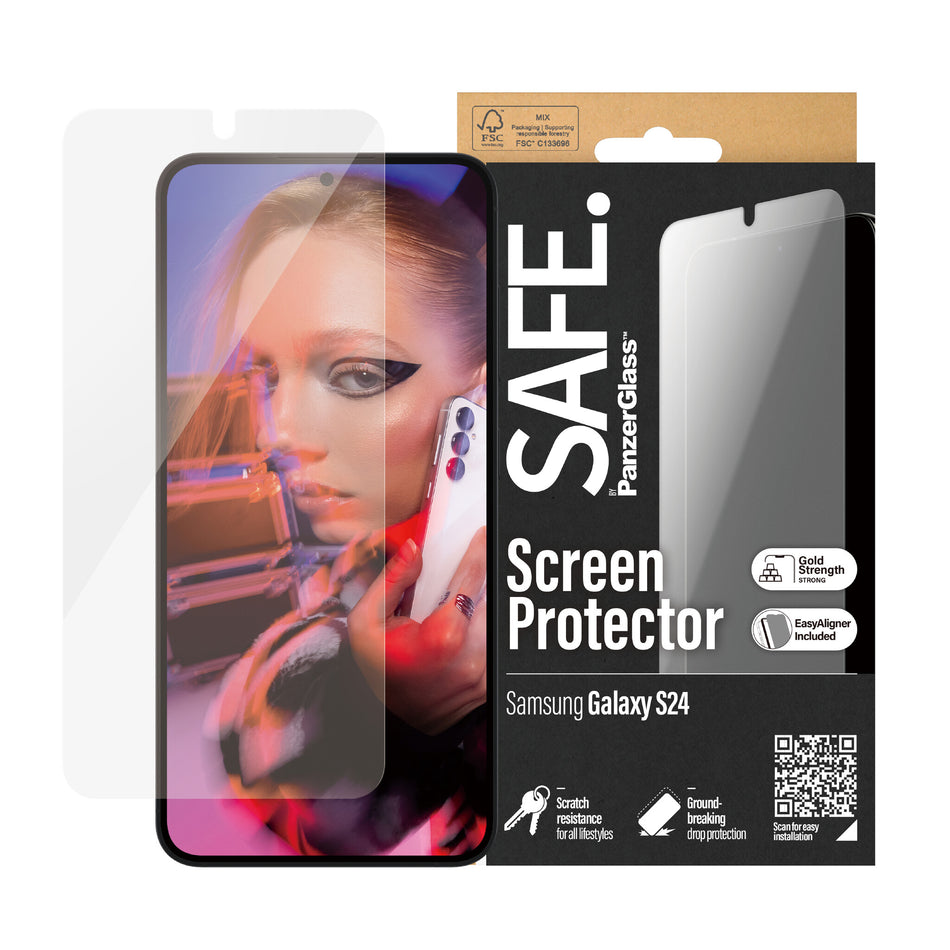 PanzerGlass SAFE. by ® Screen Protector Samsung Galaxy S24 | Ultra-Wide Fit w. EasyAligner