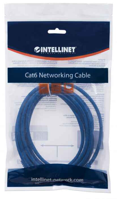 Intellinet Network Patch Cable, Cat6, 3m, Blue, CCA, U/UTP, PVC, RJ45, Gold Plated Contacts, Snagless, Booted, Lifetime Warranty, Polybag