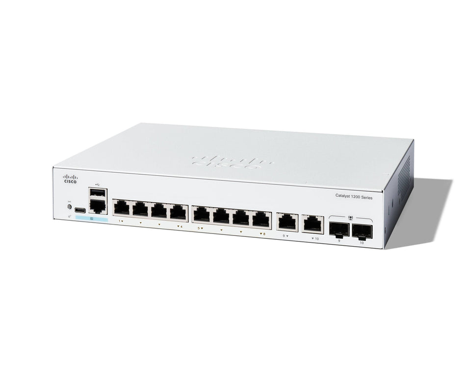 Cisco Catalyst 1200-8T-E-2G Smart Switch, 8 Port GE, Ext PS, 2x1GE Combo, Limited Lifetime Protection (C1200-8T-E-2G)