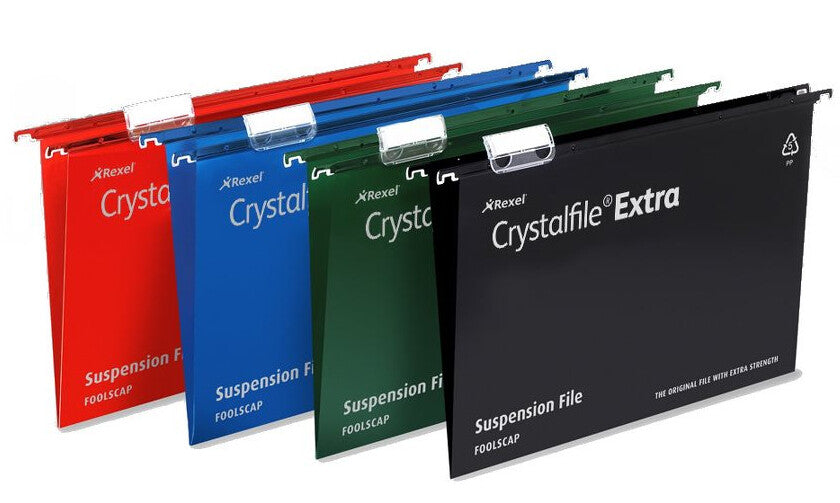 Rexel Crystalfile Extra Foolscap Suspension File 30mm Green (25)