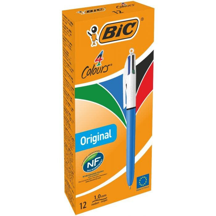 BIC 982866 ballpoint pen Black, Blue, Green, Red Clip-on retractable ballpoint pen Medium 12 pc(s)