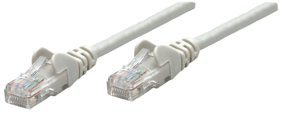 Intellinet Network Patch Cable, Cat6, 0.25m, Grey, Copper, U/UTP, PVC, RJ45, Gold Plated Contacts, Snagless, Booted, Lifetime Warranty, Polybag