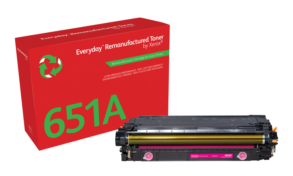 Everyday ™ Magenta Remanufactured Toner by Xerox compatible with HP 651A 650A 307A (CE343A/CE273A/CE743A), Standard capacity