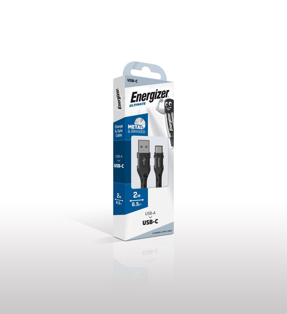 Energizer C520CKBK USB cable USB 2.0 2 m USB A USB C Black, Silver