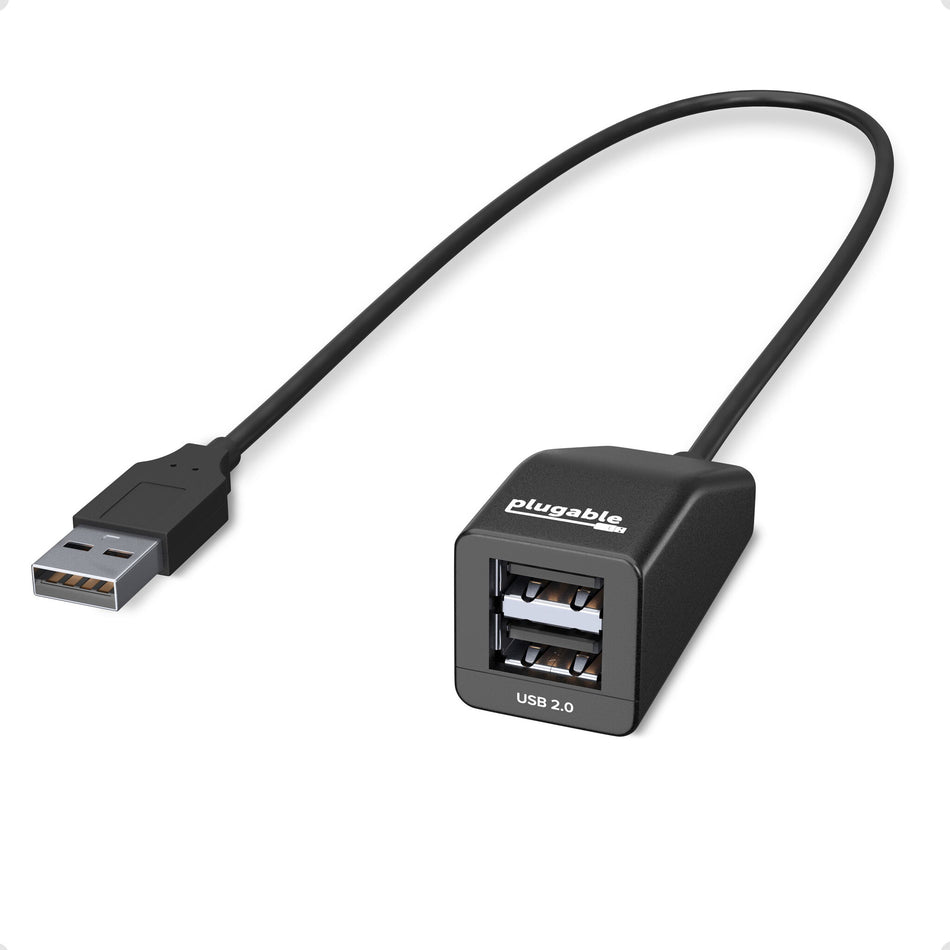 Plugable Technologies 2-in-1 USB Splitter with Dual USB 2.0 Ports, Compatible with Windows, Linux, macOS, Chrome OS, USB Multiport Hub for Laptops
