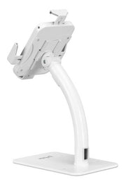 Manhattan Desktop Kiosk Stand (Anti theft) for Tablet and iPad, Universal, 360° Rotation, Tilt +20° to -110°, White, Lockable, Countertop Holder for 7.9" to 11" Tablets, Extendable clamps: height 200 to 246mm/width 129 to 181mm, Lifetime warranty