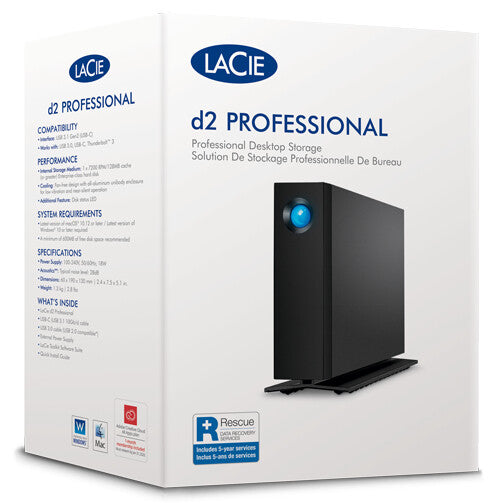 LaCie d2 Professional external hard drive 20 TB 7200 RPM USB Type-C 3.2 Gen 1 (3.1 Gen 1) Black