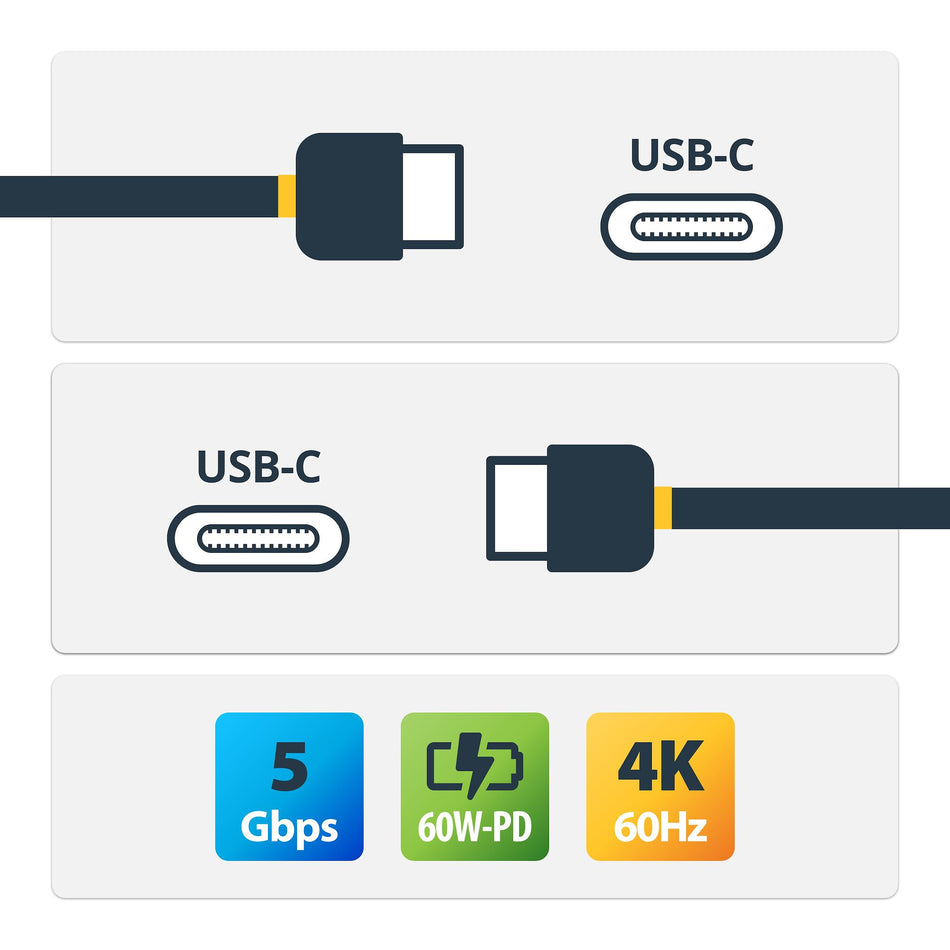 StarTech.com USB-C Cable with Power Delivery (3A) - M/M - 2 m (6 ft.) - USB 3.0 - USB-IF Certified