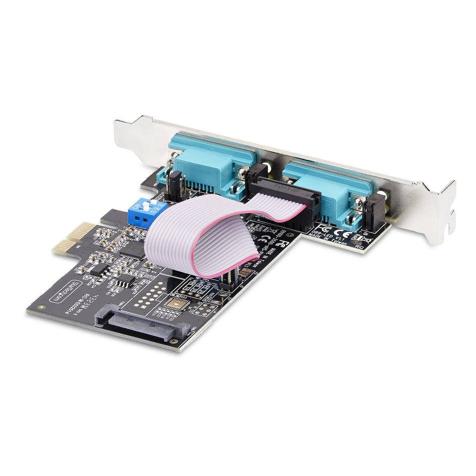 StarTech.com 2-Port Serial PCIe Card, Dual-Port PCI Express to RS232/RS422/RS485 (DB9) Serial Card, Low-Profile Brackets Incl., 16C1050 UART, Windows/Linux, TAA Compliant - Level-4 ESD Protection